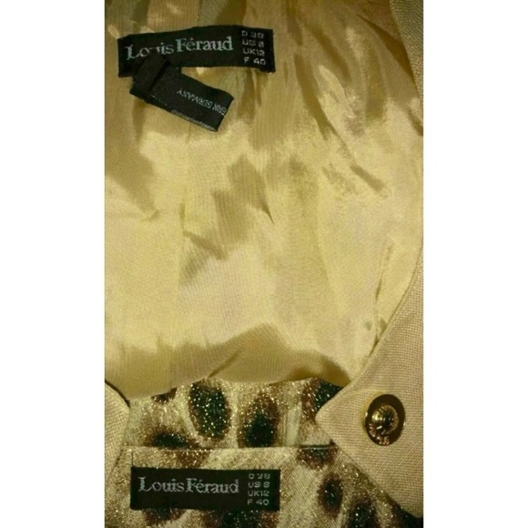 Louis Feraud Suit Vintage Leopard Print Metallic Linen Logos Old Money Mob Wife - Picture 12 of 16